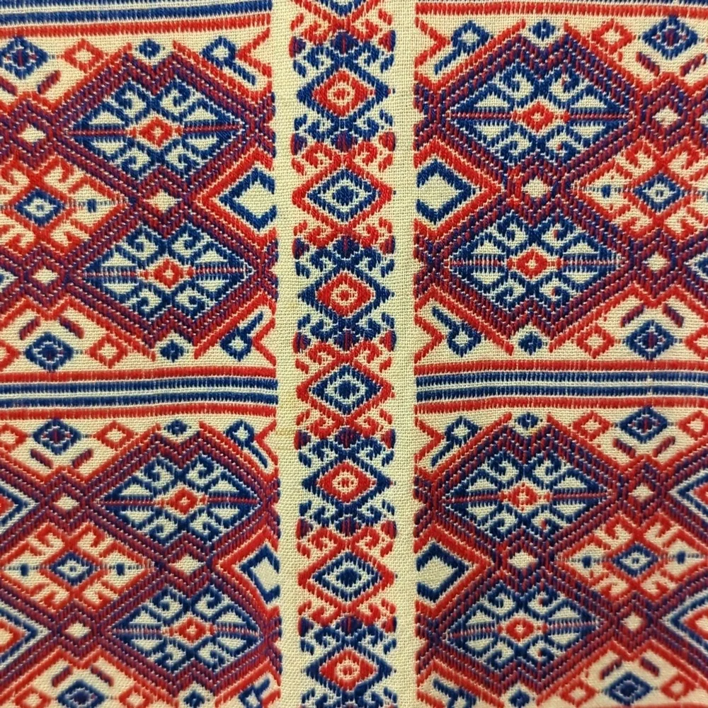 Greek Handmade Patterned Dress with Red and Blue Accents - Picture 7 of 13